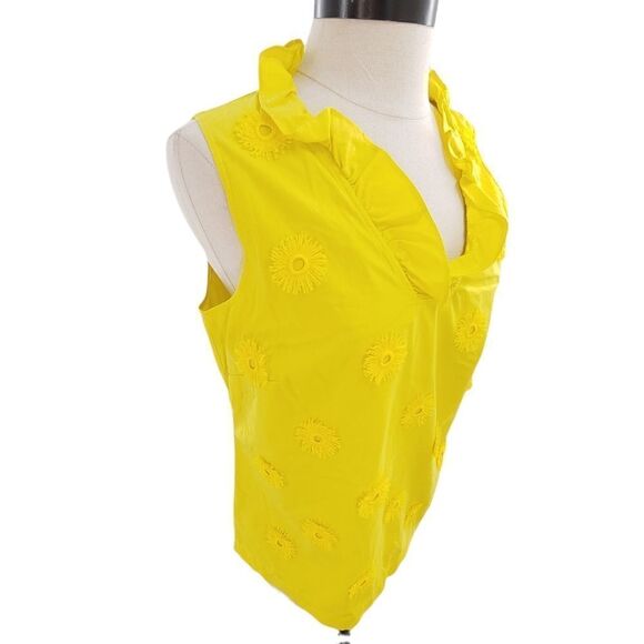Talbots Tops - Talbots sunny yellow ruffle v-neck sleeveless top size small